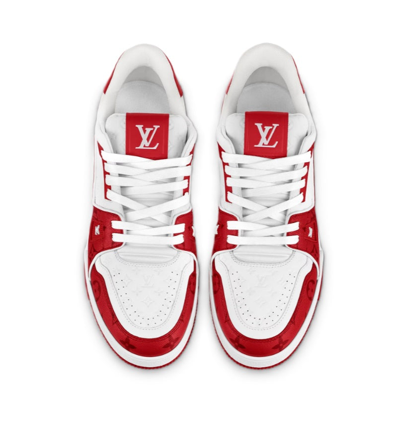 Louis Vuitton Trainer Sneaker Signature Red White