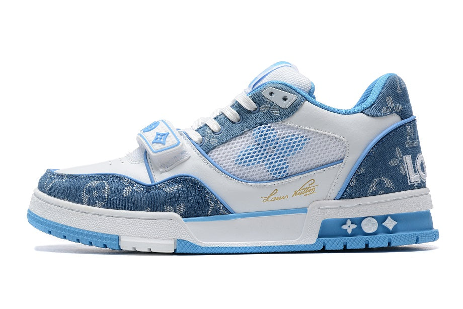 Louis Vuitton Trainer Sneaker Signature Blue Jeans